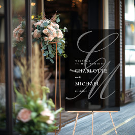 Elegante, Monograma, Cinza, Transparente, Casament