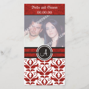 Elegante Monograma Damask Save The Date Cartões co