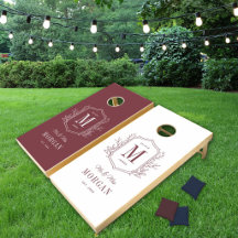 Elegante Monograma de Casamento Burgundy Mr e Mrs