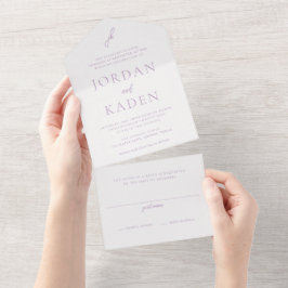 Elegante Monograma de Casamento em Letra Lilás