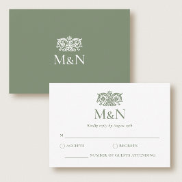 Elegante Monograma de Casamento RSVP com Envelope 