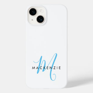 Elegante Monograma de Letra de Cor de Céu Azul Cla