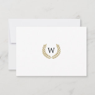 Elegante Monograma de Louro Dourado Branco RSVP Ca