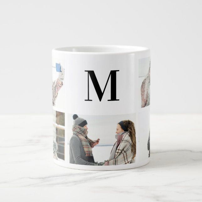 Elegante monograma e 5 caneca personalizada fotogr (Frente)