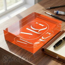 Elegante Monograma Laranja Brilhante Personalizado