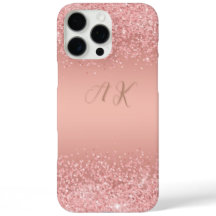 Elegante Monograma Luxuoso com Brilho em Rosa Dour