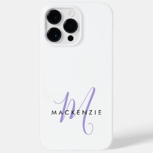 Elegante Monograma Moderno em Branco e Lavanda com