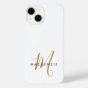 Elegante Monograma Moderno em Grafia de Ouro Branc