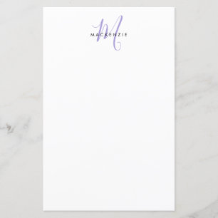 Elegante Monograma Moderno em Script Lavanda Branc
