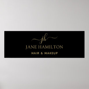 Elegante Monograma Nome inicial Poster de negócio