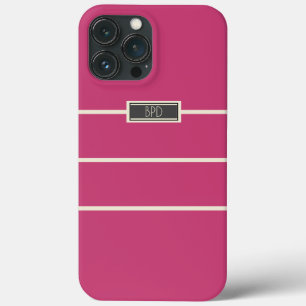 Elegante Monograma Personalizada Rosa Escuro