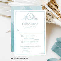 Elegante Monograma Sea Glass Watercolor RSVP
