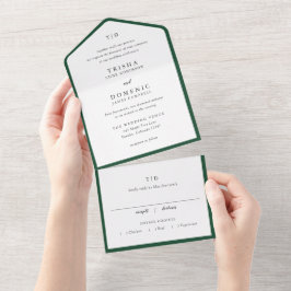 Elegante Monograma Verde Esmeralda Casamento Moder