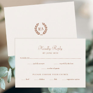 Elegante Monograma Wedding RSVP Terracotta Cream