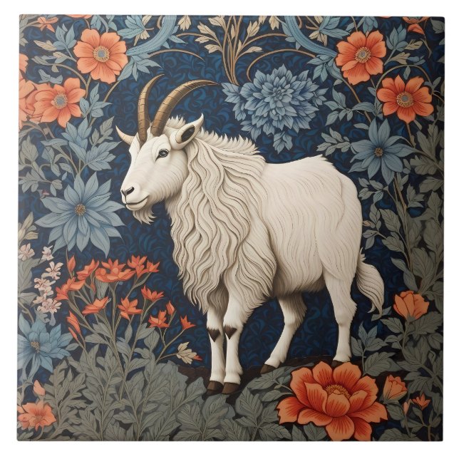 Elegante Mountain Goat William Morris Inspirado (Frente)