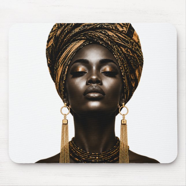 Elegante Mouse Pad de Arte de Mulher Africana (Frente)