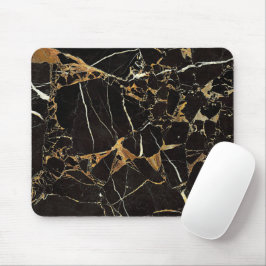 Elegante Mouse Pad de Mármore Preto e Dourado