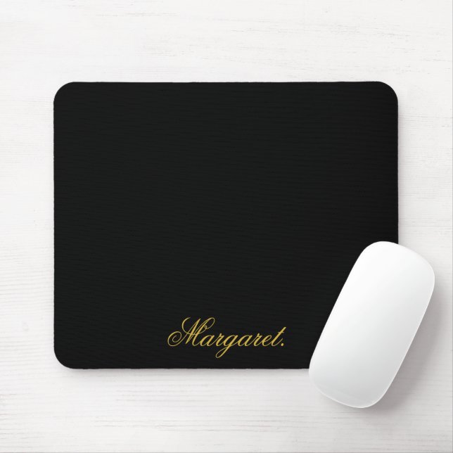 Elegante Mouse Pad Preto com o Seu Nome (Com mouse)