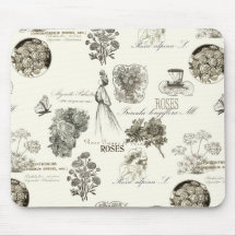 Elegante mousepad com padrão floral vintage