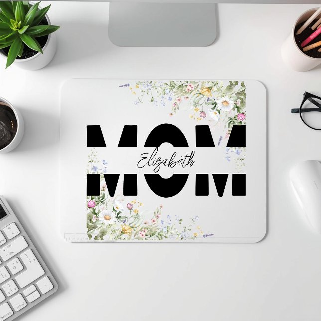 Elegante Mousepad Personalizado Floral para a MAMÃ (Criador carregado)