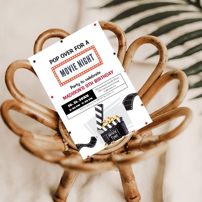 Elegante Movie Night Convite de aniversário (Criador carregado)
