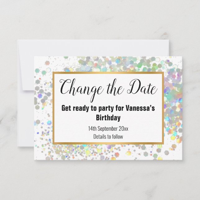 ELEGANTE MUDANÇA DE DATA RSVP PASTEL BRANCO (Frente)