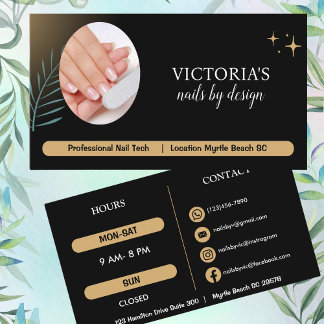 Elegante Nail Dourado Cartão de visita