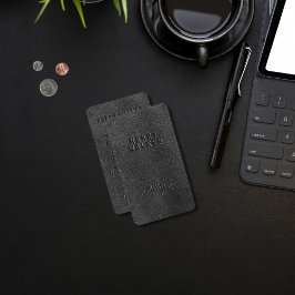 Elegante Negra Faux Vegan Leather Cartão de visita