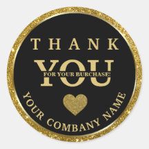 Elegante negro de ouro brilhante Obrigado adesivo