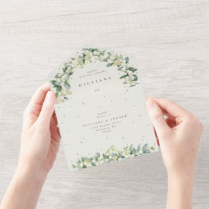 Elegante Noiva de Neve Creme+Eucalipto Casamento d