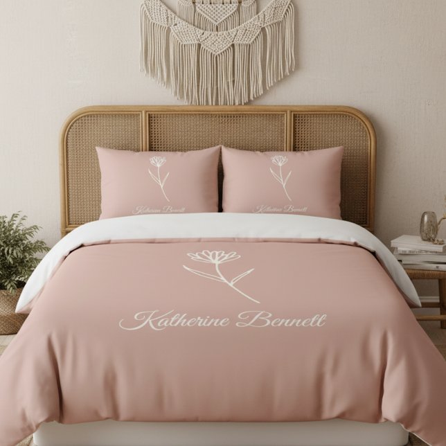Elegante Nome de Flor Simples Rosa Empoeirada (Criador carregado)