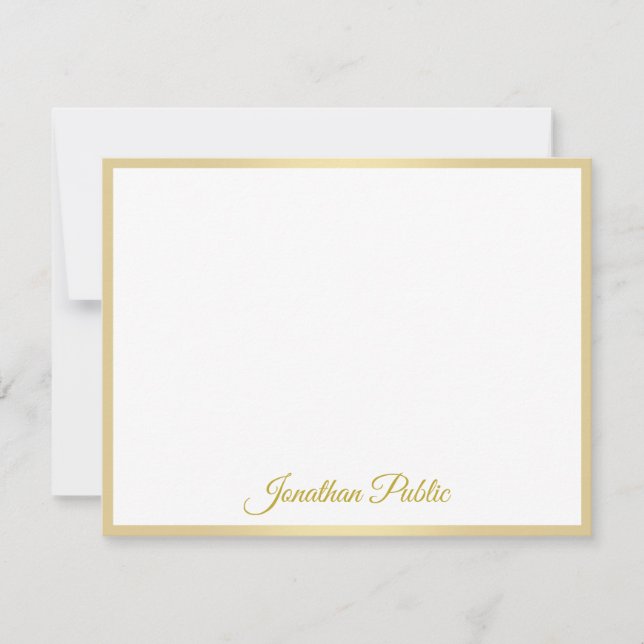 Elegante Nome de Script Dourado Manuscrito Modelo (Frente)