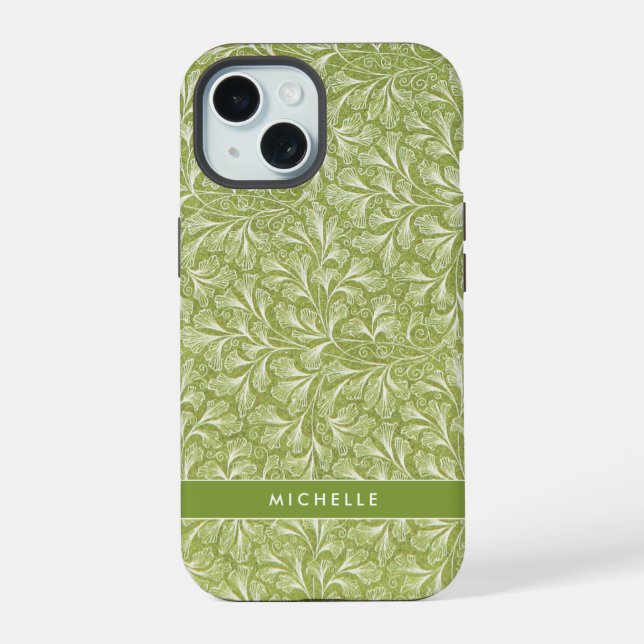 Elegante Nome Personalizado Botânico Verde (Verso)