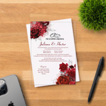 Elegante Nossa Boda Floral Vermelha Casamento