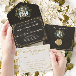Elegante Nouveau de Convite ao Casamento vintage