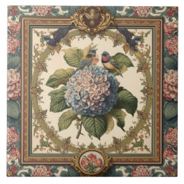 Elegante Nouveau Floral Vintage com Aves