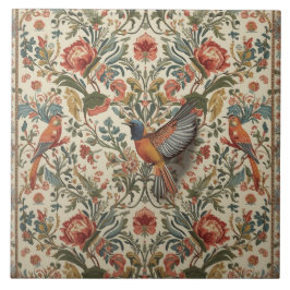 Elegante Nouveau Floral Vintage com Aves