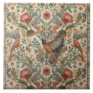 Elegante Nouveau Floral Vintage com Aves