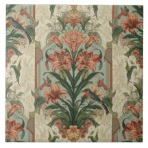 Elegante Nouveau Floral Vintage com Aves