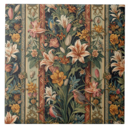 Elegante Nouveau Floral Vintage com Aves