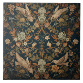 Elegante Nouveau Floral Vintage com Aves