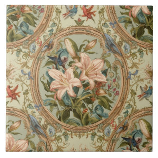 Elegante Nouveau Floral Vintage com Pássaros