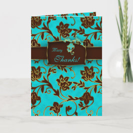 Elegante Obrigado Cartões Dourados Floral BB