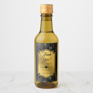 Elegante Obrigado Mini Vinho Rótulo de Frasco