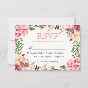 Elegante - Opções de RSVP - Chic Floral Pink