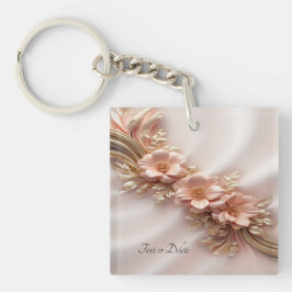 Elegante Orange Peach Floral Chaveiro