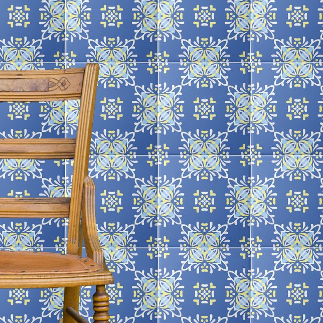 Elegante Ornamentado Amarelo Branco Azul do Medite (Criador carregado)