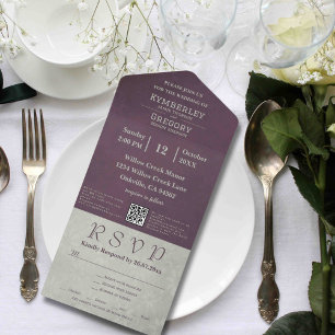 Elegante Outono Berinjela Cinza Salvia Código QR