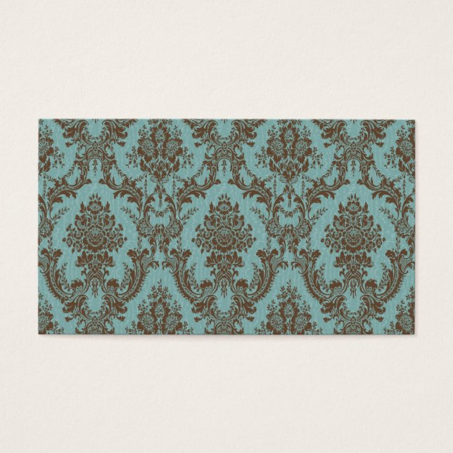 Elegante padrão de damasco em aqua e chocolate | V (Frente)