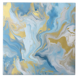 Elegante Padrão de Mármore Azul e Branco Dourado